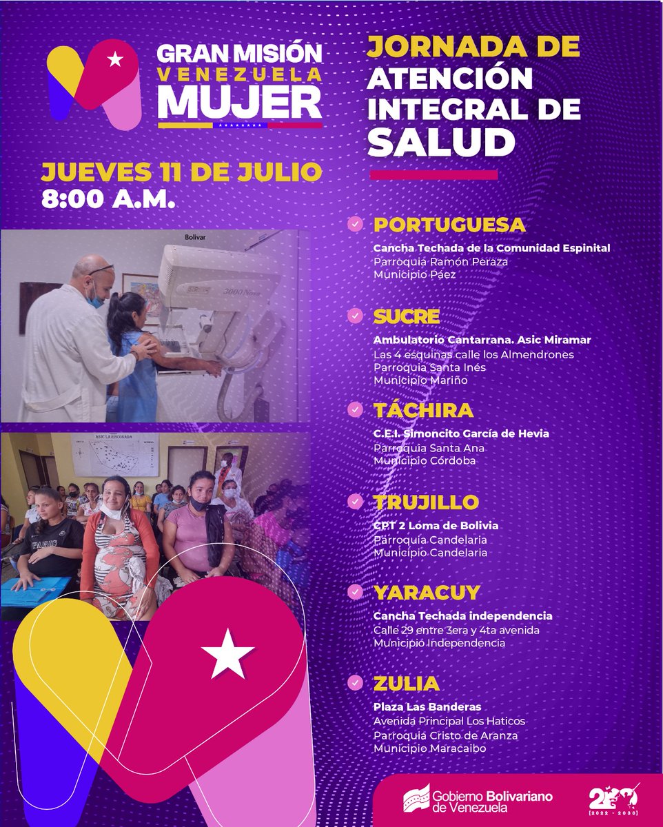 Gabrielasjr's tweet photo. La Gran Misión Venezuela Mujer 🚺 continúa con las jornadas de atención médica para toda nuestrs población femenina.

Asiste y participa! https://t.co/F6X8nGCTh6