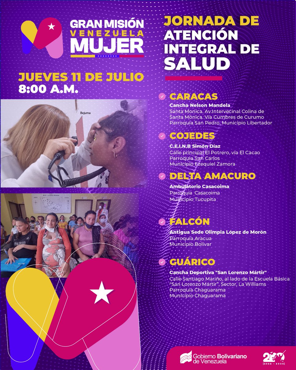 Gabrielasjr's tweet photo. La Gran Misión Venezuela Mujer 🚺 continúa con las jornadas de atención médica para toda nuestrs población femenina.

Asiste y participa! https://t.co/F6X8nGCTh6