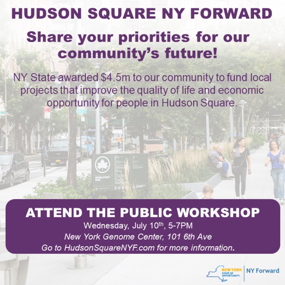 Community Board 2M (@cb2_manhattan) on Twitter photo Join <a href="/HudsonSquareNYC/">Hudson Square BID</a> for a public workshop on Wednesday, July 10 from 5-7pm to share your priorities for the community. RSVP here: hudsonsquarenyf.com Join <a href="/HudsonSquareNYC/">Hudson Square BID</a> for a public workshop on Wednesday, July 10 from 5-7pm to share your priorities for the community. RSVP here: hudsonsquarenyf.com
