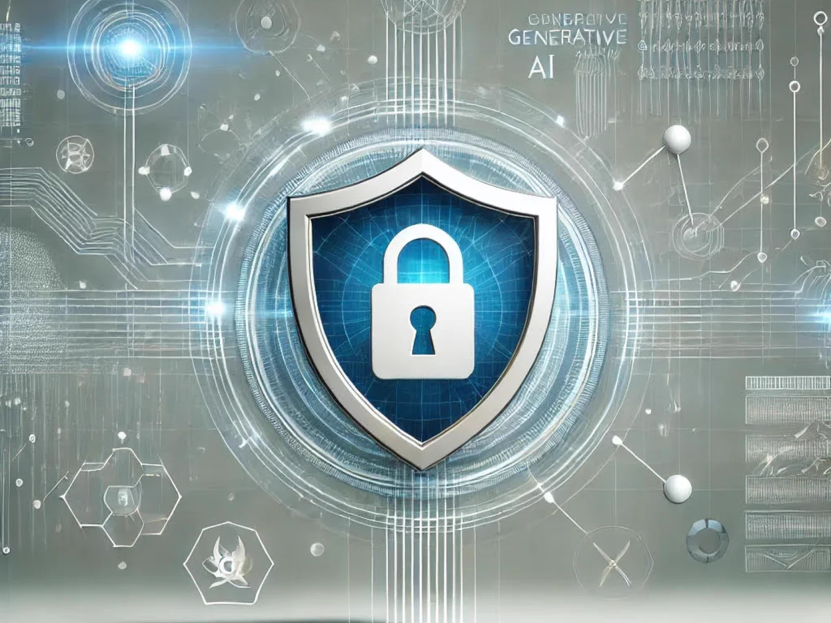 Generative AI written above a shield with a lock on the shield.