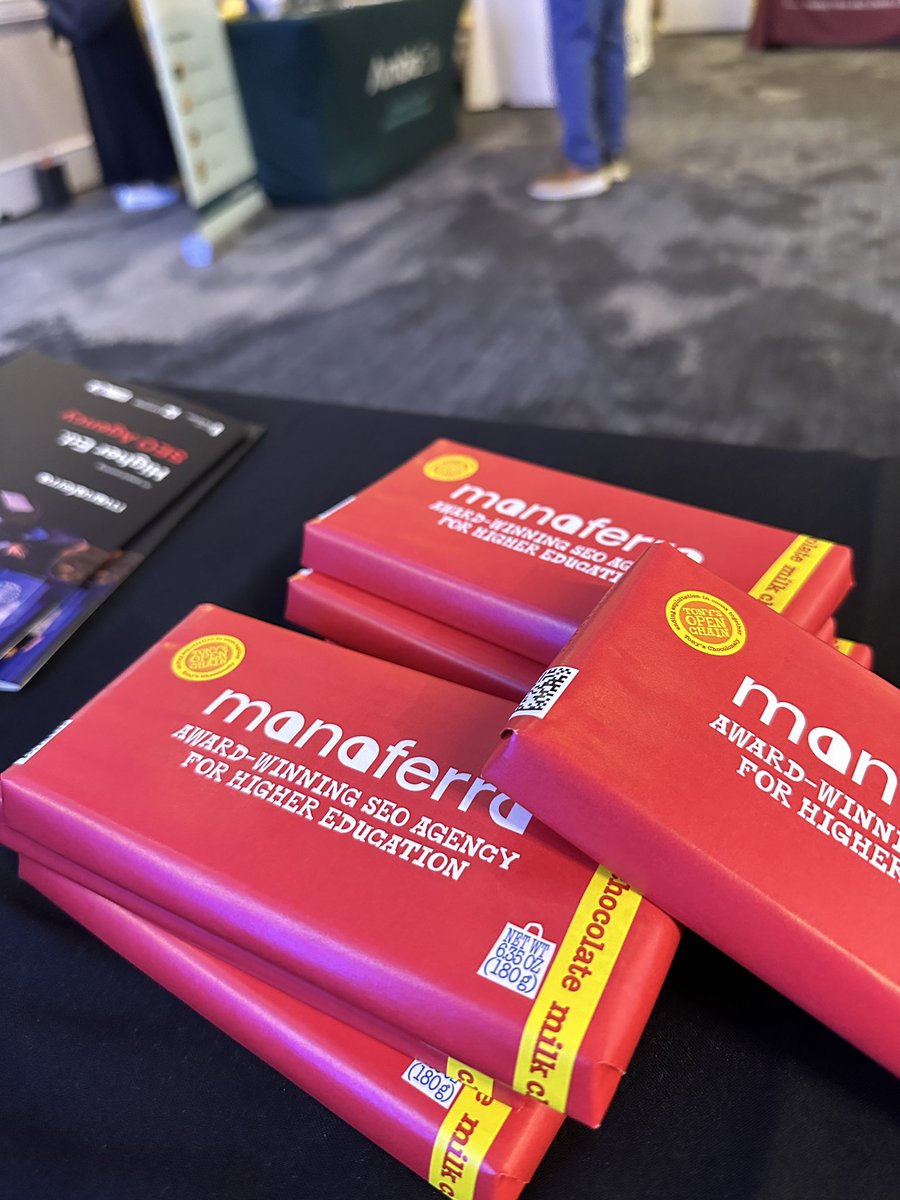 Hey #eduWeb24! Come by Manaferra Inc.  booth #8 to say hi &amp; pick a massive chocolate bar 🍫
