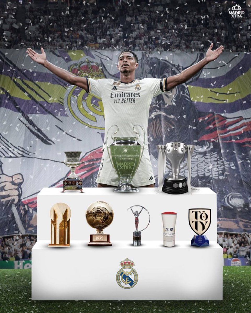 MadridXtra's tweet photo. 🚨 Jude Bellingham since joining Real Madrid:

• Champions League 
• La Liga 
• Spanish Super Cup 
• UCL YPOTS
• La Liga POTS 
• Golden Boy award
• Kopa award 
• Laureus award 

NOW A EURO FINALIST! 🤯 https://t.co/Vr4sTgUPsr