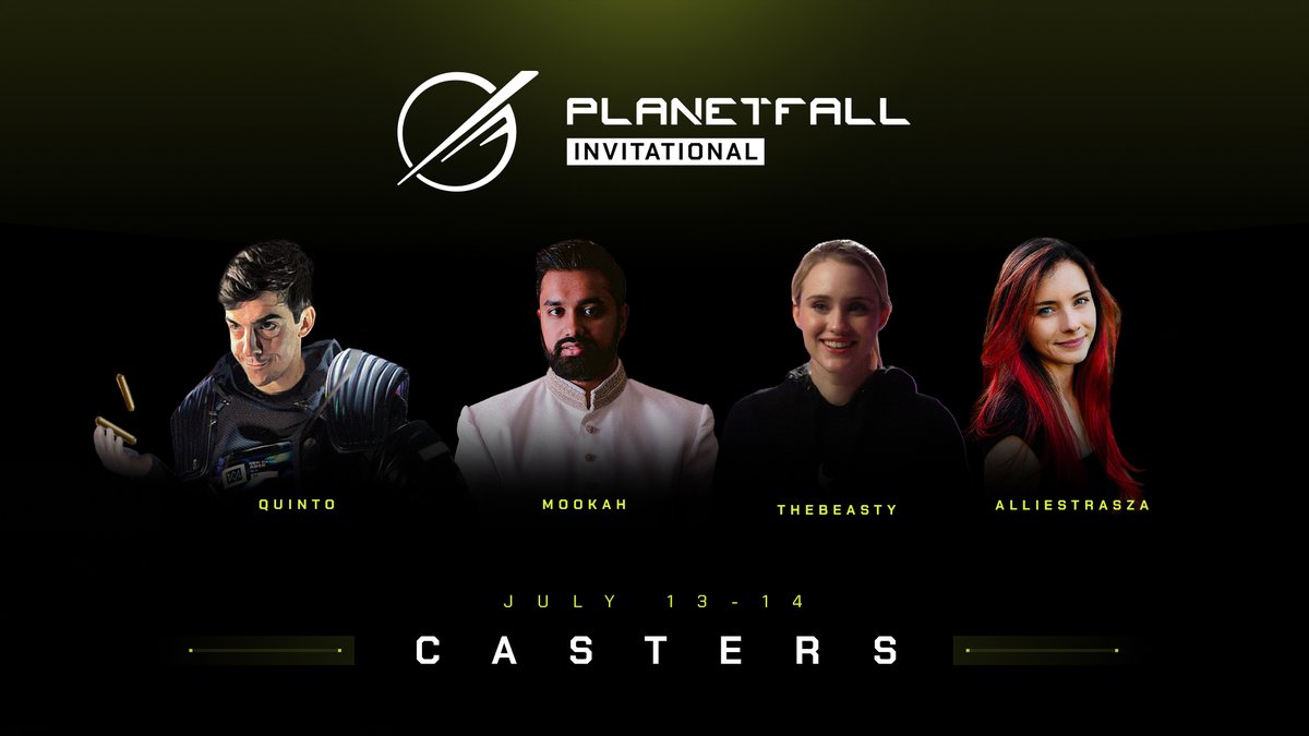 ParallelTCG's tweet photo. Introducing your broadcast lineup for the Planetfall Invitational!

@0xquinto 
@mookah_f 
@theabooysen 
@Alliestrasza 

Join us this weekend for all the Parallel action, live on Twitch.

https://t.co/MKbhEDdJZm https://t.co/cvkrnZR6F7