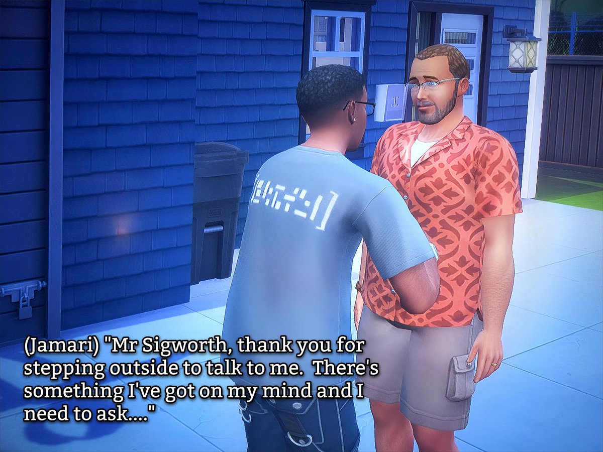 Benquisha20's tweet photo. Jamari asks Gabe to step outside to chat. He has an important question to ask.....
#thesims #simstories #thesims4 #sims4legacy #sims4stories #sims4growingtogether #FamilyLegacy https://t.co/IjDd3jGNJN