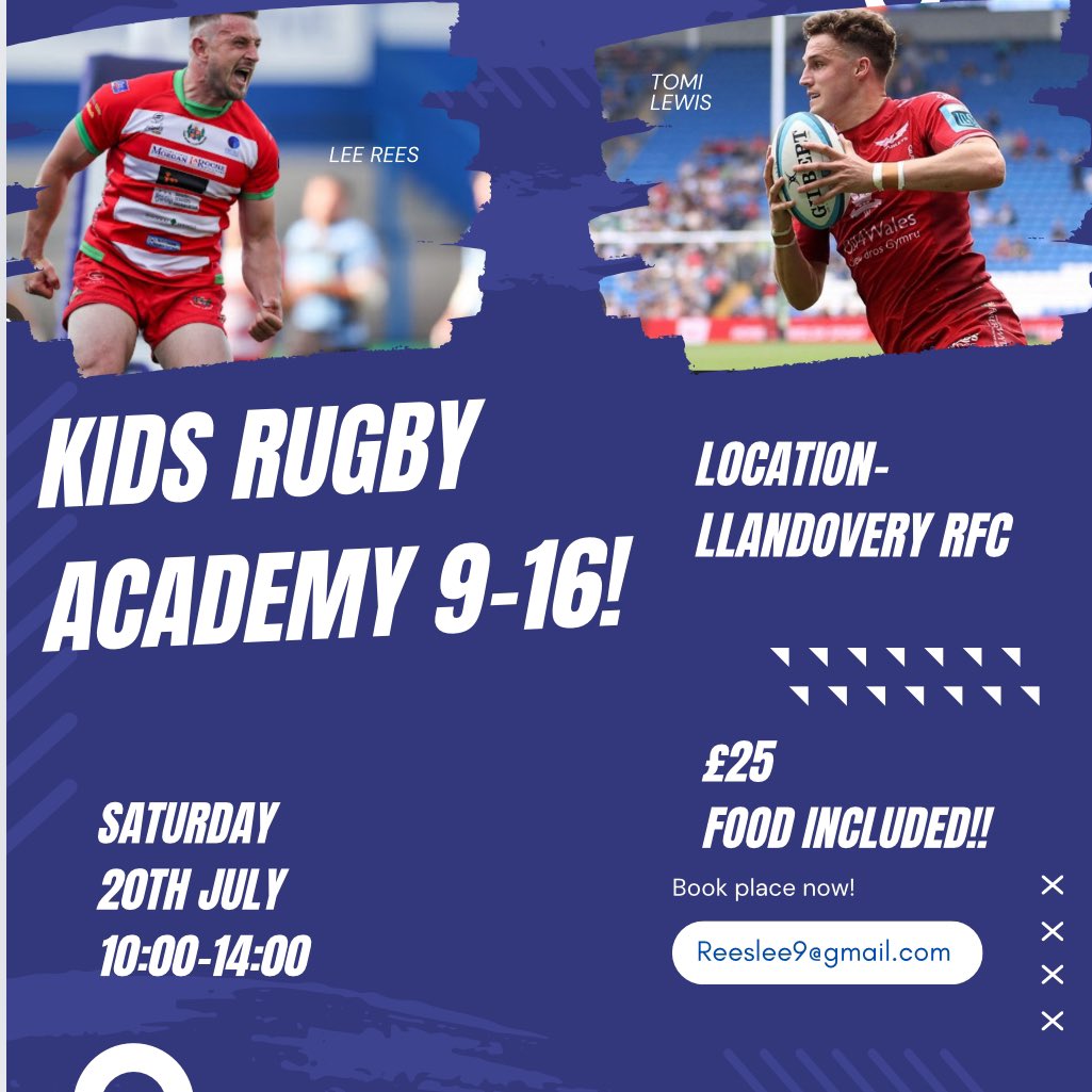 Lee Rees (@leerees1991) on Twitter photo Spaces going quick. Last few days to get involved! Get coached by flying Scarlets winger <a href="/tomi_lewis1/">Tomi Lewis</a> #rugby <a href="/llandoveryrfc/">Clwb Rygbi Llanymddyfri</a> <a href="/llandeilo_rfc/">CR Llandeilo RFC</a> <a href="/StradeySospans/">Stradey Sospans Rugby Hub</a> <a href="/RugbyVixens/">ValleyVixensRugbyπ¦</a> Spaces going quick. Last few days to get involved! Get coached by flying Scarlets winger <a href="/tomi_lewis1/">Tomi Lewis</a> #rugby <a href="/llandoveryrfc/">Clwb Rygbi Llanymddyfri</a> <a href="/llandeilo_rfc/">CR Llandeilo RFC</a> <a href="/StradeySospans/">Stradey Sospans Rugby Hub</a> <a href="/RugbyVixens/">ValleyVixensRugbyπ¦</a>