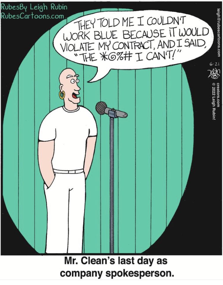 RubesCartoons's tweet photo. Shakes out white, turns blue!
#comedy #standup #comedian #standupcomedy @mrclean #bluecomedy #cartoon #cartooning #cartoonist @ProcterGamble https://t.co/DVN1HegPIS