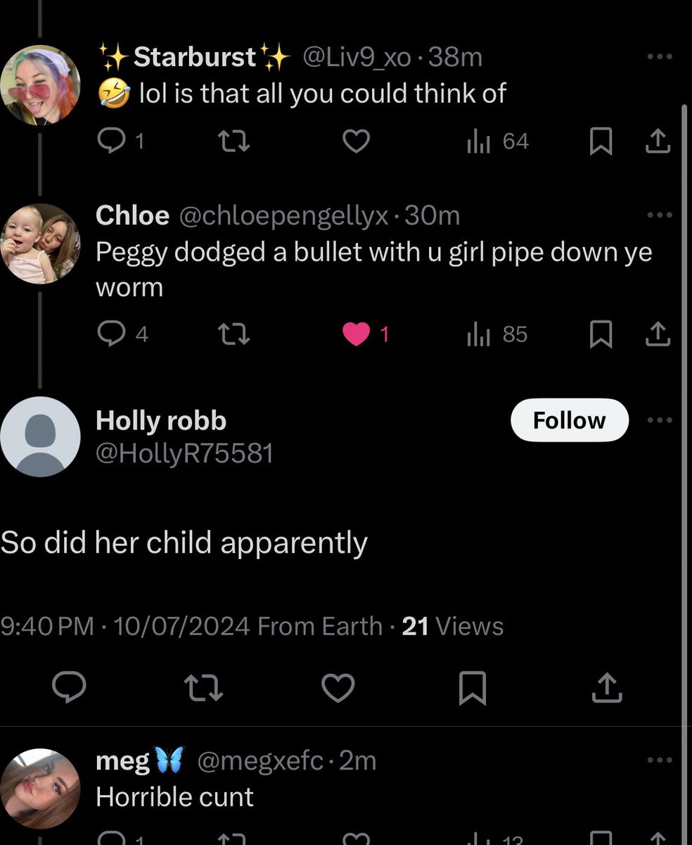 megxefc's tweet photo. Horrible excuse of a human being. Bringing a dead child into something that has nothing to do with her while she has a child🤢 horrible bitch https://t.co/HuFYtpgNpO