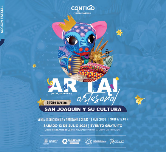 asomarte's tweet photo. Este sábado, la edición de 'Ar Tai' (bazar), en el Centro de las Artes de Querétaro, tendrá como invitado a San Joaquín.

!A disfrutar de la mejor oferta gastronómica y artesanal de los 18 municipios de Querétaro!

📆 Sábado 13 de julio
📍 Arteaga 89, col. Centro.
⌚️ 10 - 19 h https://t.co/luqyPEwwho