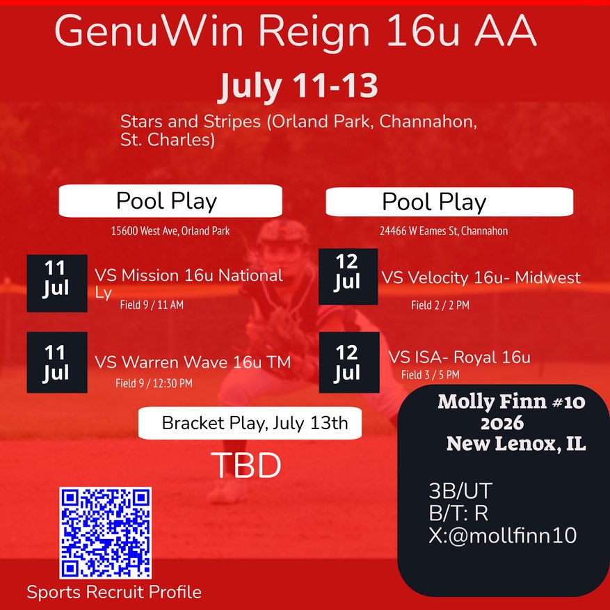 Molly Finn (@mollfinn10) on Twitter photo Here is my team’s schedule for the upcoming Stars and Stripes tournament!! Come watch us play!! <a href="/GenuWinReign/">GenuWin Reign</a> <a href="/Reign16uAA/">GenuWin Reign 16U AA</a> <a href="/RedbirdsSB/">Illinois State Softball</a> <a href="/EIU_Softball/">Eastern Illinois Softball</a> <a href="/ValpoSoftball/">Valpo Softball</a> <a href="/GVSUSoftball/">GVSU Softball</a> <a href="/BradleySoftball/">Bradley Softball</a> <a href="/PurdueSoftball/">Purdue Softball</a> <a href="/lwwsoftball/">Warrior Softball</a> Here is my team’s schedule for the upcoming Stars and Stripes tournament!! Come watch us play!! <a href="/GenuWinReign/">GenuWin Reign</a> <a href="/Reign16uAA/">GenuWin Reign 16U AA</a> <a href="/RedbirdsSB/">Illinois State Softball</a> <a href="/EIU_Softball/">Eastern Illinois Softball</a> <a href="/ValpoSoftball/">Valpo Softball</a> <a href="/GVSUSoftball/">GVSU Softball</a> <a href="/BradleySoftball/">Bradley Softball</a> <a href="/PurdueSoftball/">Purdue Softball</a> <a href="/lwwsoftball/">Warrior Softball</a>