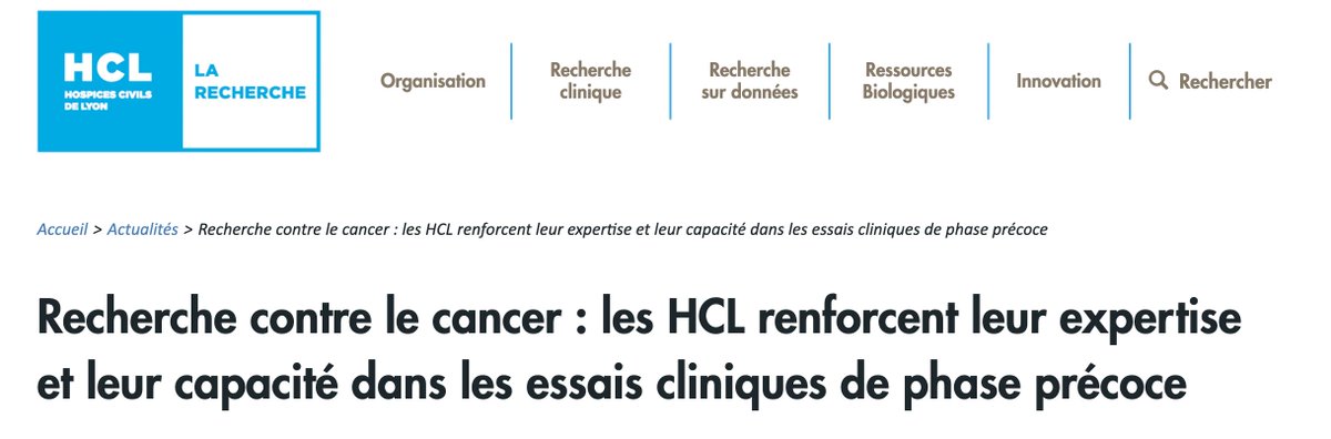 📢 Création de la nouvelle structure d'essai précoce <a href="/CHUdeLyon/">HCL - Hospices Civils de Lyon</a>  EPSILYON (Early Phase StudIes in LYON), labellisée CLIP2 <a href="/Institut_cancer/">Institut national du cancer</a> 
👉recherche.chu-lyon.fr/label-clip2
Honoré de coordonner la nouvelle unité d'essai précoce tumeurs solides du GH Est
