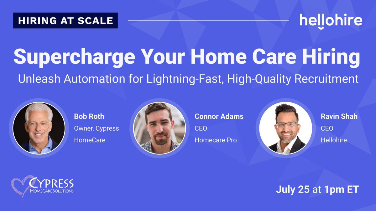 Ready to supercharge your home care hiring? Join us for a transformative webinar that promises to redefine how you recruit and retain top caregivers.

Register now: hubs.la/Q02G6FjT0

#homecare #recruitment #retention #hiring #caregivers
