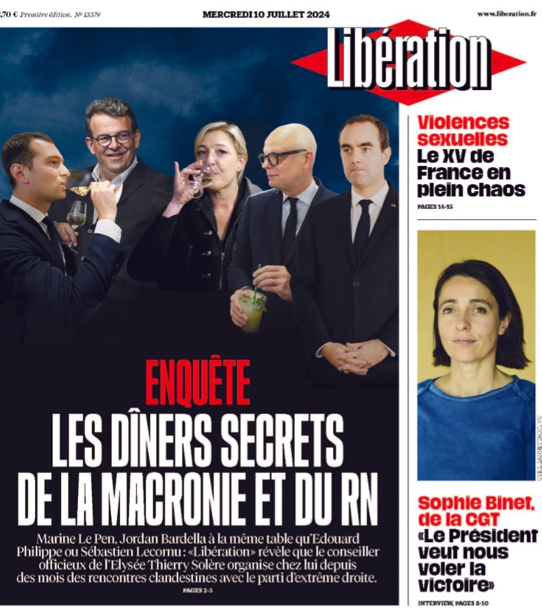 psclds's tweet photo. Le RN et la macronie se font des gueuletons depuis des mois en prévision d'une victoire du RN aidée par les médias mainstream. Ils perdent. Puis Macron nous fait un déni de démocratie et s'accroche au pouvoir et à ses privilèges.C'est immonde et machiavélique.
#Election2024 https://t.co/7fC08JIgaM