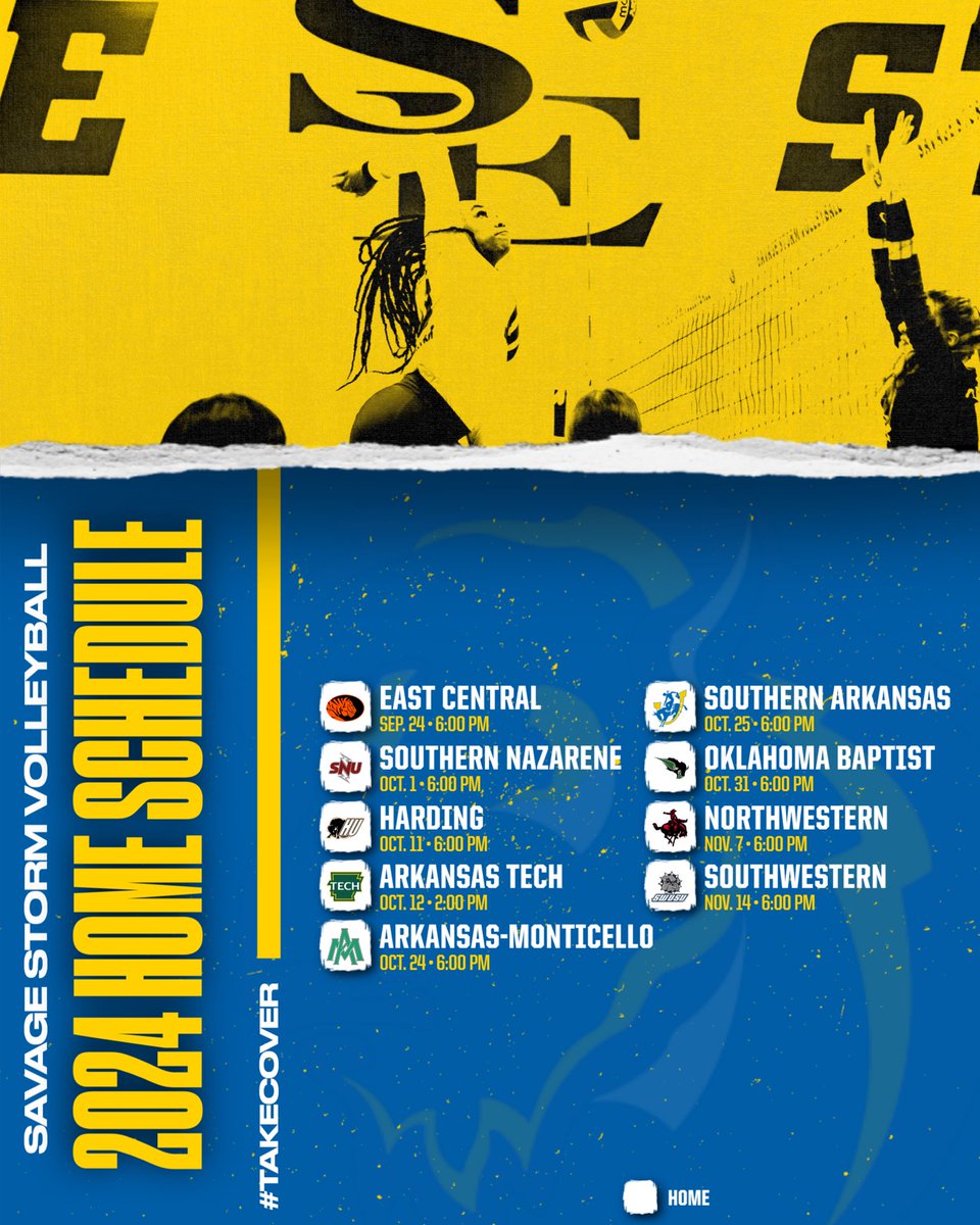 🔜 Savage Storm Volleyball. 

Check out their 2024 home schedule below. To see their full schedule, visit shorturl.at/sJzF0

#TakeCover | <a href="/SavageStormVB/">Savage Storm Volleyball</a>