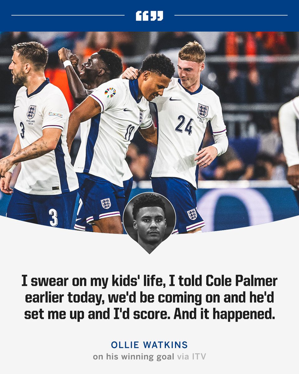ESPNUK's tweet photo. Ollie Watkins predicted that Cole Palmer would assist his winning goal for England 🔮 https://t.co/bOgfsSr6cz