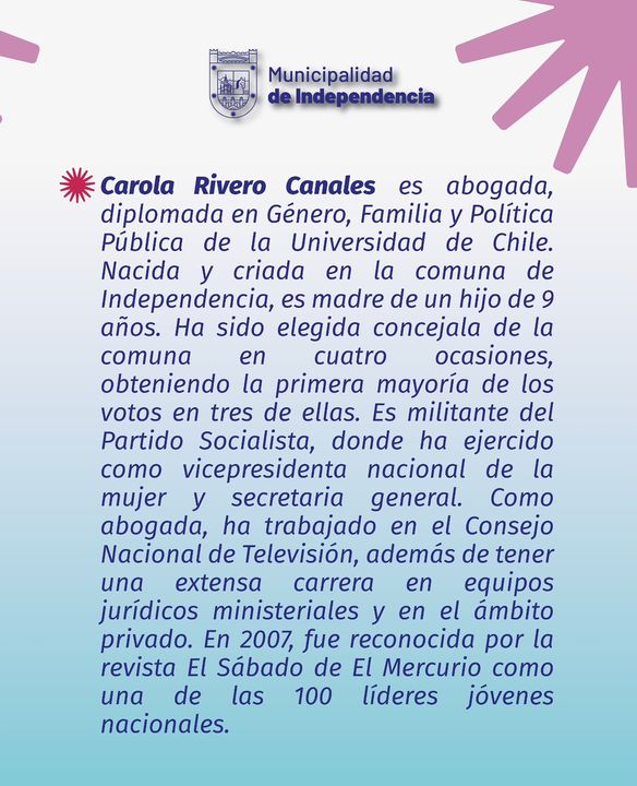 Desde el DAEM Independencia saludamos y felicitamos a la nueva Alcaldesa <a href="/CarolaRivero/">Carola Rivero</a>, le agradecemos el constante compromiso con la #EducaciónPública de <a href="/Muni_Indep/">Municipalidad de Independencia</a> durante sus 12 años como concejala y le deseamos éxito en los nuevos desafíos que se avecinan.