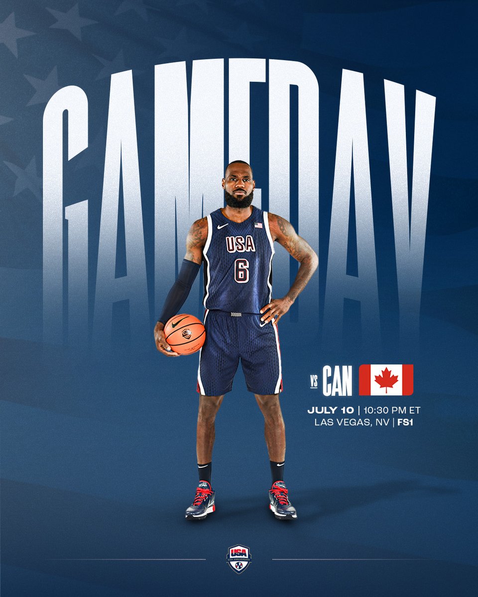 usabasketball's tweet photo. It's USA Basketball Showcase time!

🇺🇸 #USABMNT vs 🇨🇦 @CanBball 

10:30 pm ET/7:30 pm PT
📍 @TMobileArena 

📺 FS1 https://t.co/72dKQkM0qU