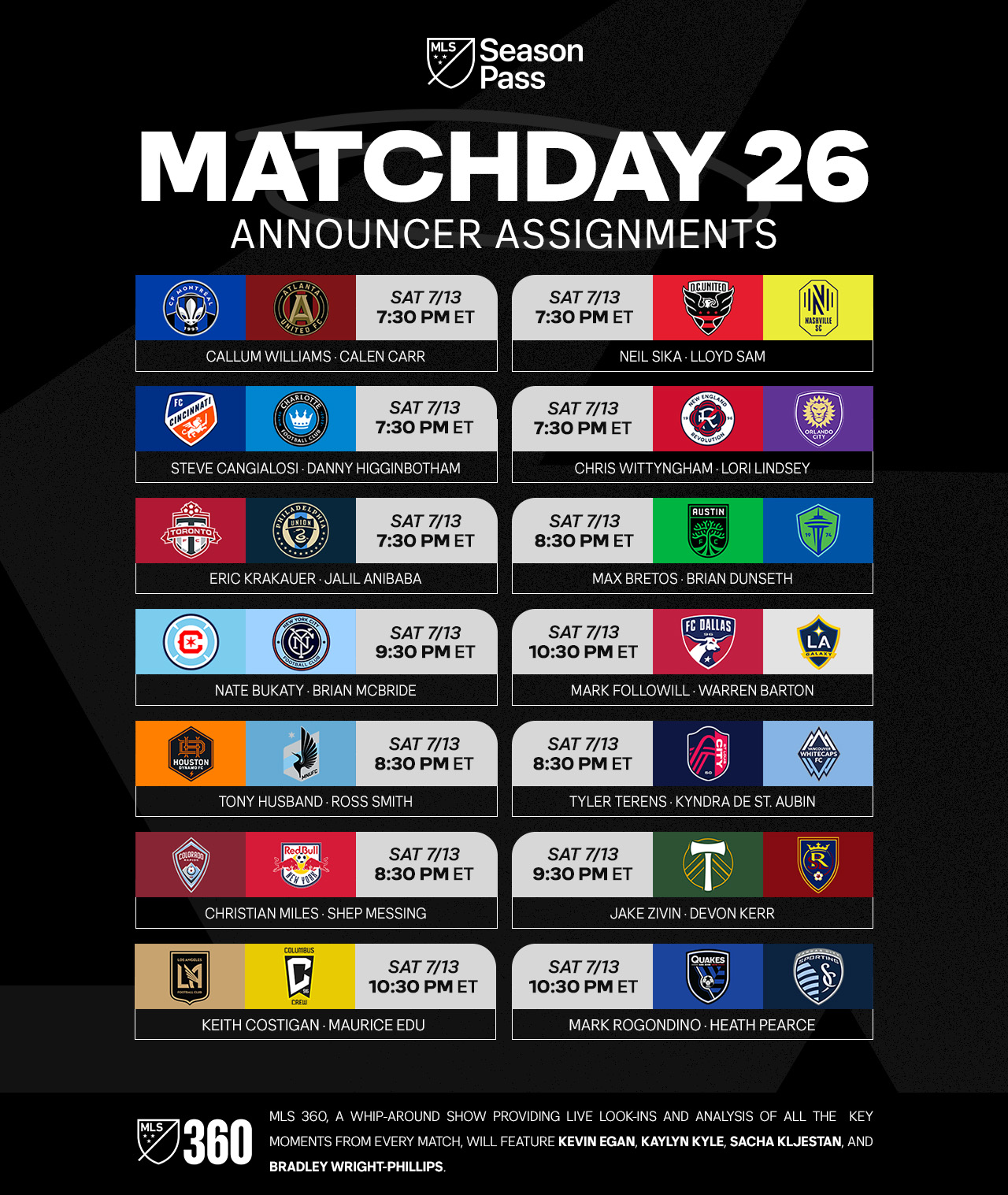 mls-communications-on-x-below-is-the-mls-season-pass-broadcast-schedule-for-matchday-26-including-english-language-commentators-for-each-match-with-the-play-by-play-talent-listed-first-followed-by-the-match-analyst