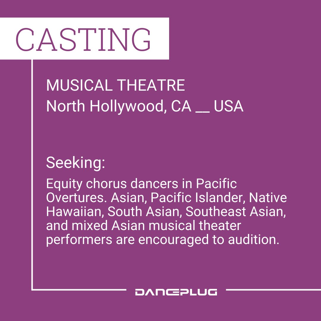 danceplug's tweet image. 🔔 LOS ANGELES DANCERS Audition Announcement 🔔

More info here: 
danceplug.com/audition/pacif…

#PacificOvertures #EvolutionStudios #Asiandancers #danceaudition #musicaltheatre