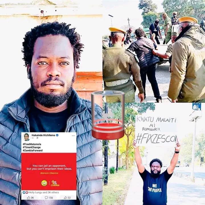 AwakhiweP's tweet photo. It is sad that the people of Zambia gave the government of @HHichilema a notice on the 6th of July about loadshedding. There was no effort made by the regime to fix @_ZESCO . Today we see the peaceful protesters being arrested,12 hours of loadshedding is not normal #FixZesco https://t.co/TpIT5tIwhJ