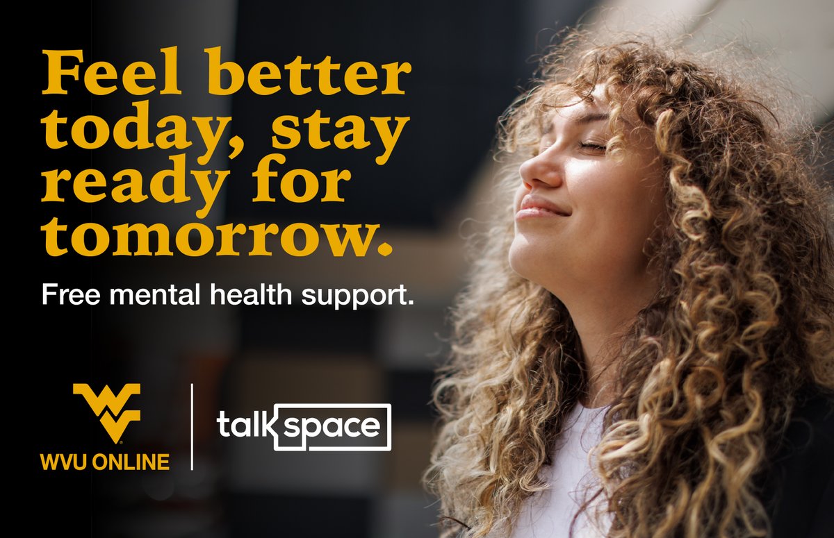 Confidential, secure, and available at no cost to WVU Online students, Talkspace is an online therapy service where registered users can send text, voice, or video messages to their therapist. Here to support you year-round, talkspace.pulse.ly/1uvjysvidl