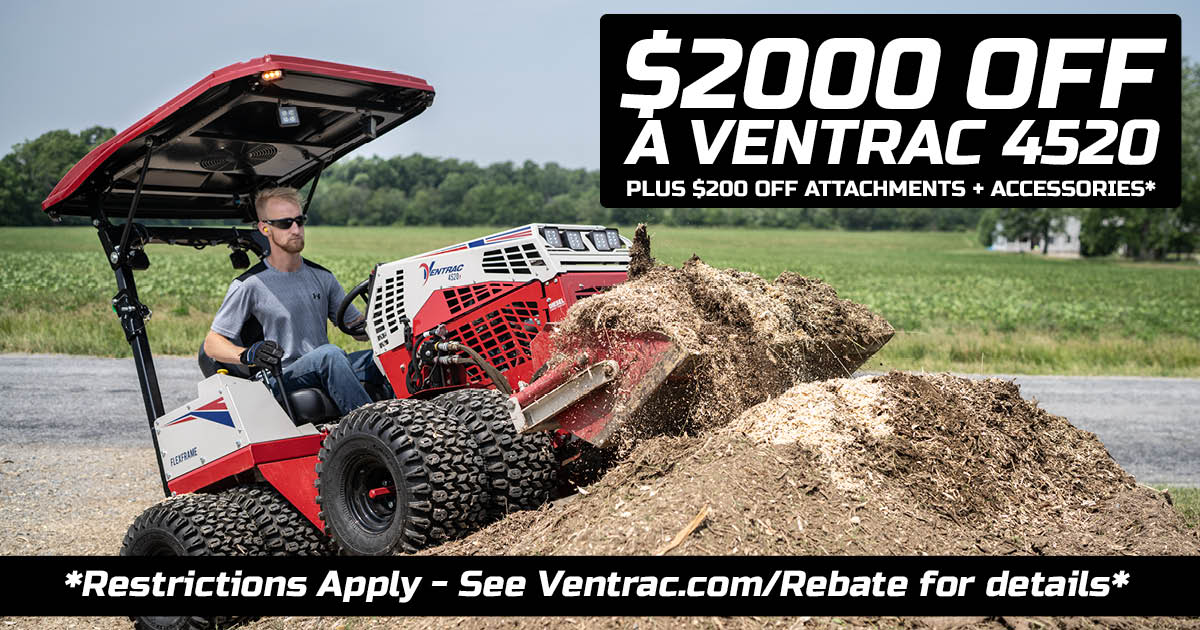 ventrac's tweet photo. This is your sign to finally get that Ventrac - 
$2000 off a #Ventrac 4520 tractor PLUS $200 off attachments + accessories! Only at participating dealers*

Restrictions apply - see https://t.co/EUrACDgLPI for details

 #CompactTractor #InstantRebate #Savings #VersatilityThatWorks https://t.co/zogoiwgR5f