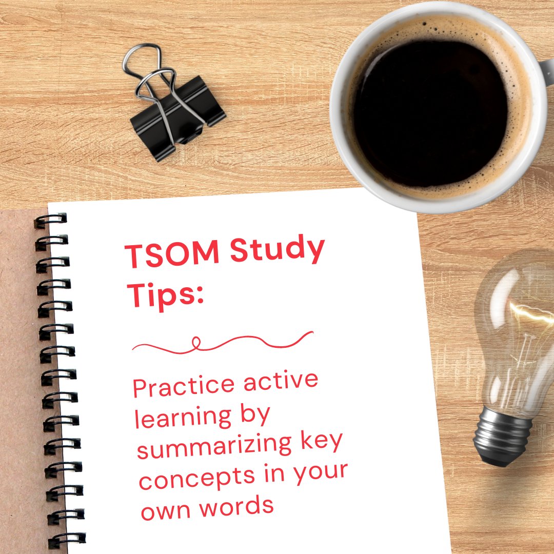 TorontoSoM's tweet photo. Engage in active learning by summarizing key concepts in your own words or teaching them to someone else. Actively participating in the learning process can help with understanding and retention.
#TSOM #MyTSOM #FindSuccessWithTSOM #StudyTips #Tips https://t.co/jdLIHNEHN8