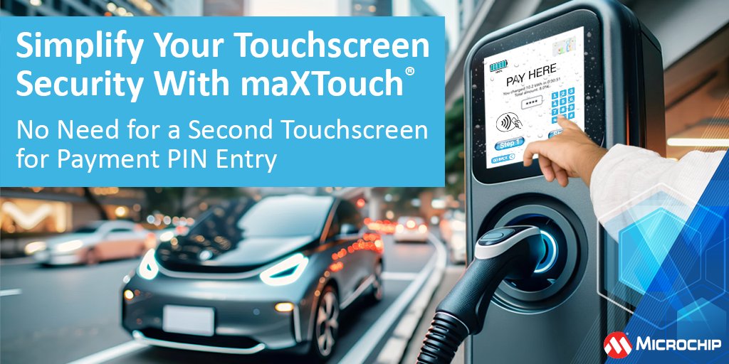MicrochipTech's tweet photo. Simplify your pin-on-glass payment support and reduce the need for a second touchscreen with our new maXTouch® ATMXT2952TD 2.0 controller. Learn more: https://t.co/nm8FJ0R6Eh. #maXTouch #PCI #NFCPayment #ContactlessPayment https://t.co/vUQ0PcQ9lE