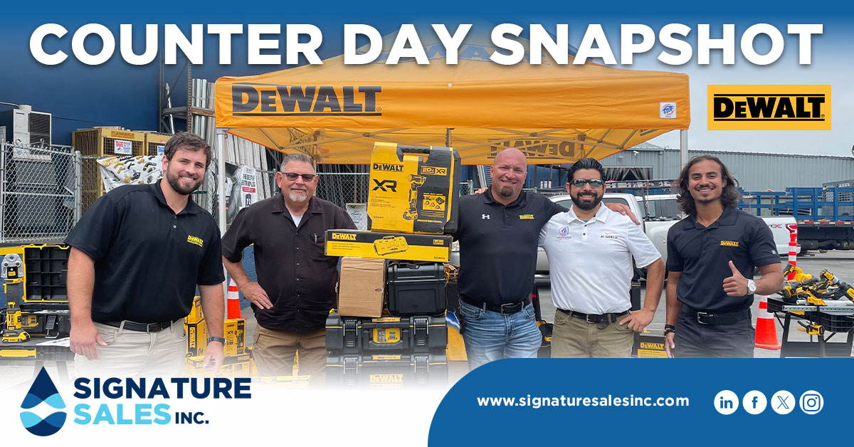 SignatureSales2's tweet photo. It’s always a good day when we’re selling @DEWALTtough! A big thank you goes to Jason Shirey at @StanleyBlkDeckr and Rob James at Signature Sales!

#DeWalt #CounterDay #SignatureSales #GetSignature https://t.co/aEw6fTsDma