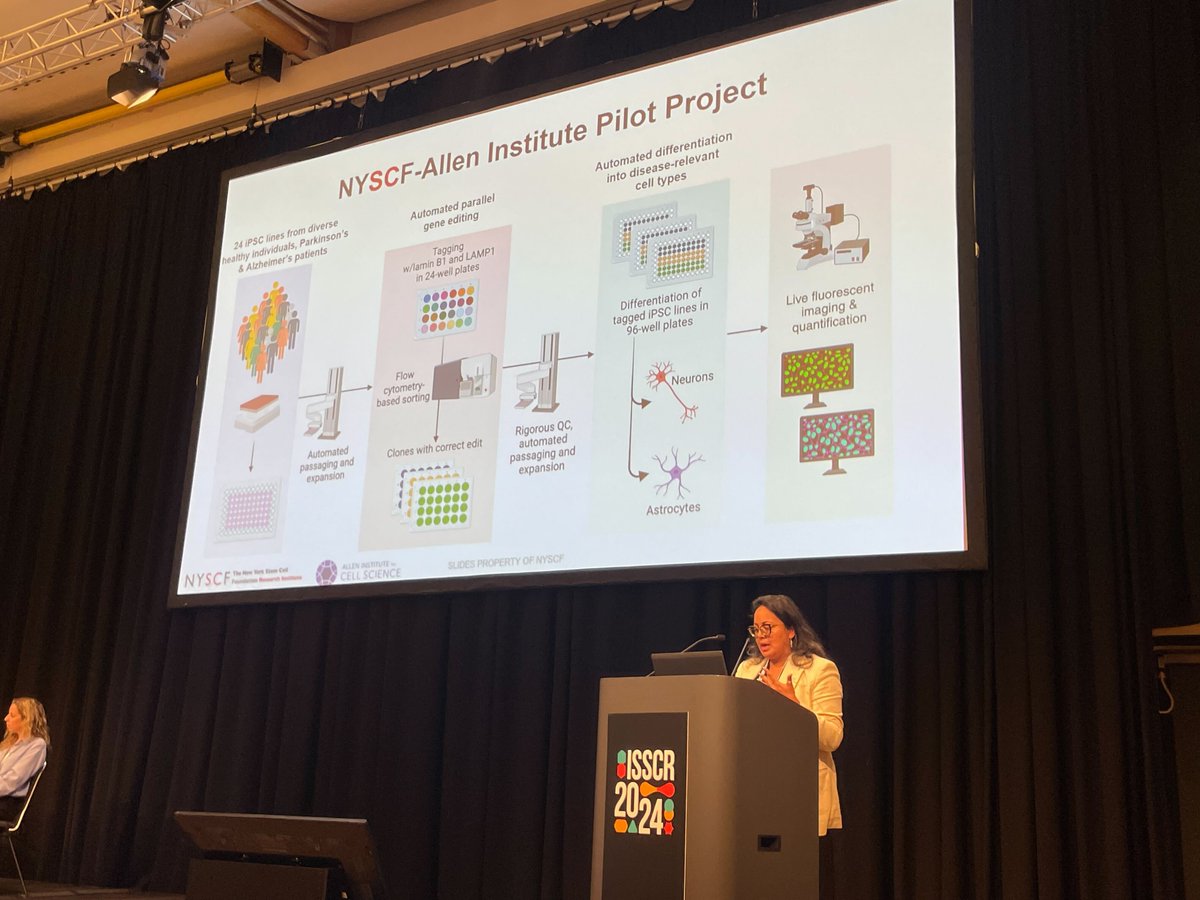 Happening now at #ISSCR2024: NYSCF’s @RaekaAiyar announces our new partnership with <a href="/AllenInstitute/">Allen Institute</a> to create a collection of tagged, ancestrally diverse stem cell lines with the aim of enabling inclusive quantitative cellular biology.