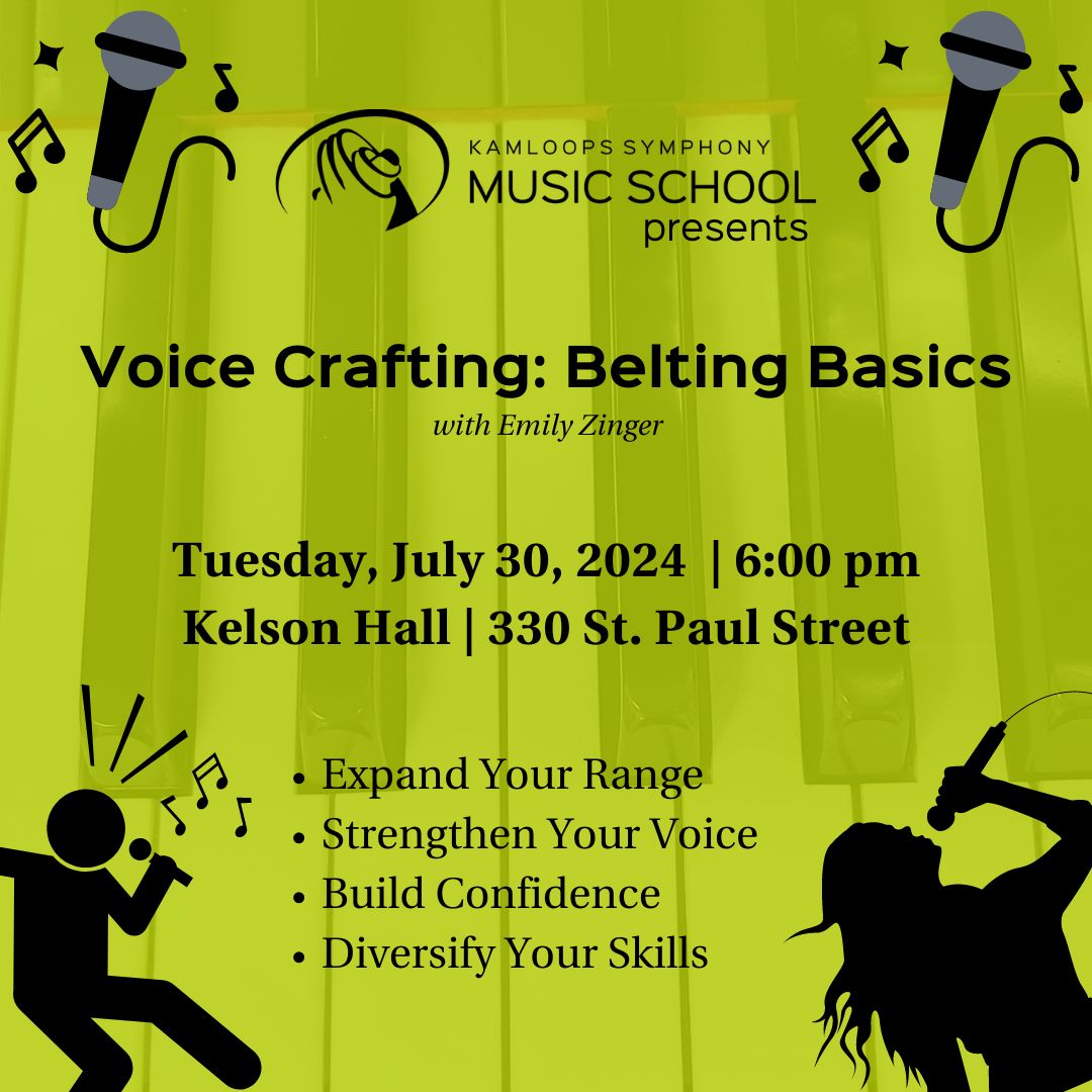 Kamloops Symphony (@kamsymphony) on Twitter photo ๐คโจ Calling all singers, karaoke stars, and aspiring vocalists! It's time to take your singing skills to the next level with this exclusive workshop and transform your singing! ๐ถ๐ต
Register now at kamloopssymphonymusicschool.com/voice-craftingโฆ
#VocalWorkshop #SingingWorkshop #UnleashYourVoice ๐คโจ Calling all singers, karaoke stars, and aspiring vocalists! It's time to take your singing skills to the next level with this exclusive workshop and transform your singing! ๐ถ๐ต
Register now at kamloopssymphonymusicschool.com/voice-craftingโฆ
#VocalWorkshop #SingingWorkshop #UnleashYourVoice