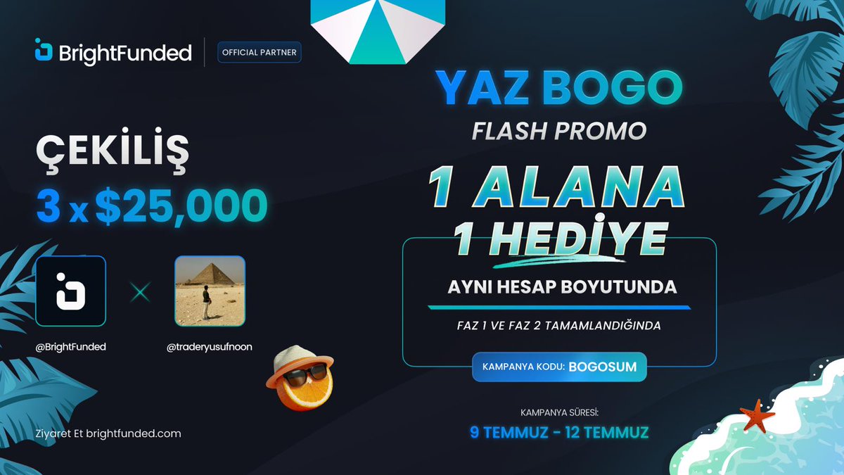 Yusuf | Noon (@traderyusufnoon) on Twitter photo YAZ BOGO ÇEKİLİŞİ
BrightFunded'ın inanılmaz Yaz BOGO Flaş Promosyonunun onuruna bir #GIVEAWAY düzenliyoruz!
Yaz BOGO Flash Promosyonu ile 1 Challenge Fiyatına 2 Challenge Sahibi Olabilirsiniz! 🎉
-- 3 x 25.000$ ÇEKİLİŞ --
1- Takip edin
<a href="/traderyusufnoon/">Yusuf | Noon</a>, <a href="/BrightFundedTR/">BrightFunded - Türkiye</a> YAZ BOGO ÇEKİLİŞİ
BrightFunded'ın inanılmaz Yaz BOGO Flaş Promosyonunun onuruna bir #GIVEAWAY düzenliyoruz!
Yaz BOGO Flash Promosyonu ile 1 Challenge Fiyatına 2 Challenge Sahibi Olabilirsiniz! 🎉
-- 3 x 25.000$ ÇEKİLİŞ --
1- Takip edin
<a href="/traderyusufnoon/">Yusuf | Noon</a>, <a href="/BrightFundedTR/">BrightFunded - Türkiye</a>