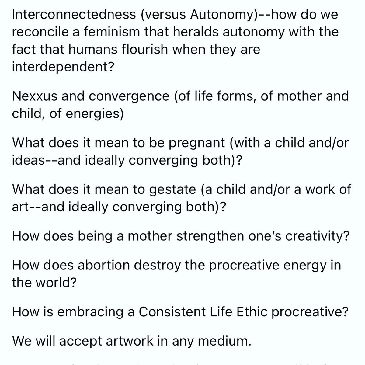 nonviolentfem's tweet photo. Calling all artists… to foster a culture of life, we must be Pro-Creative!  Please send us your submissions.  We’d love to see how your art contradicts the current feminist narrative… https://t.co/9VNYsPqsw0
