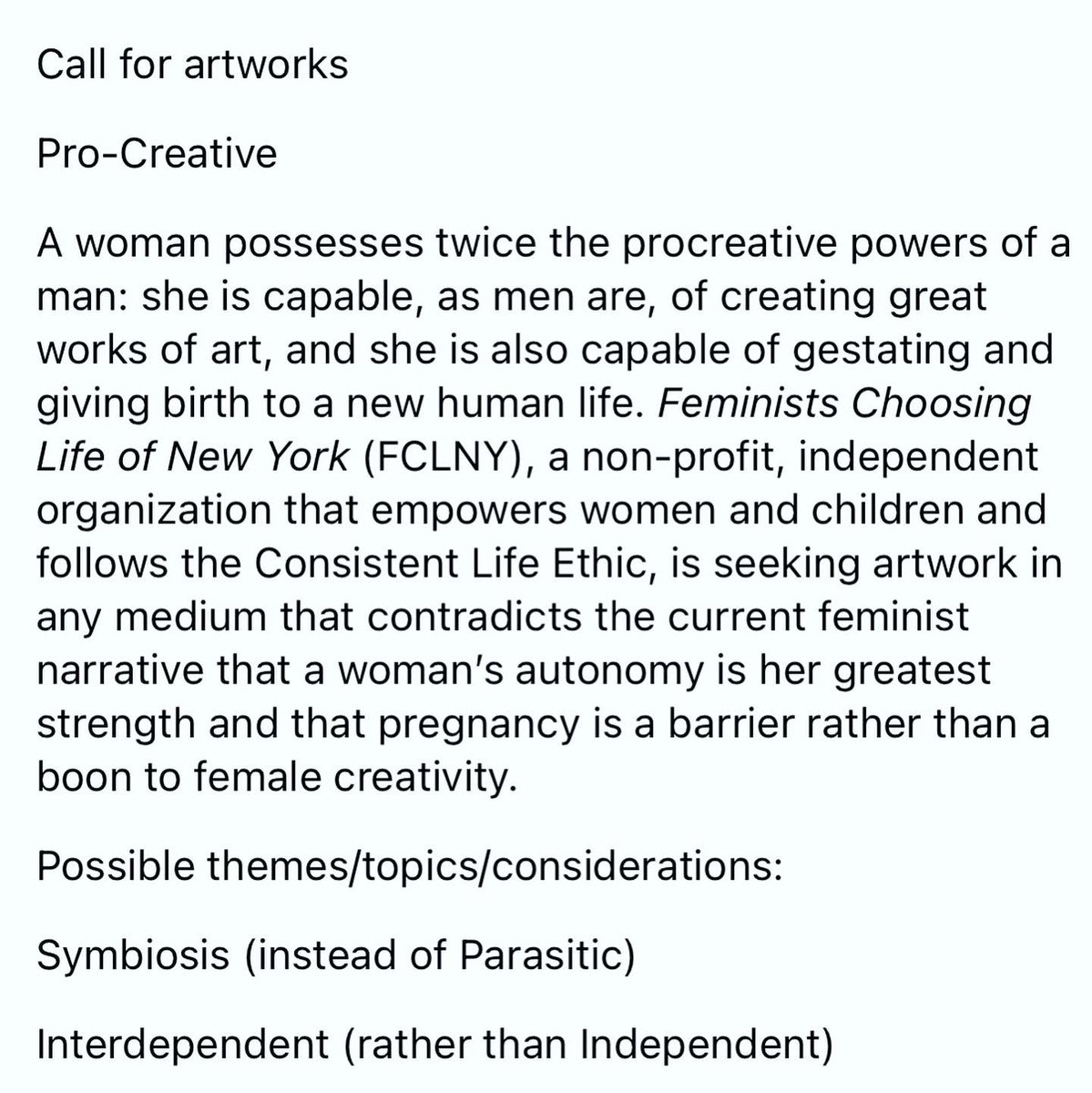 nonviolentfem's tweet photo. Calling all artists… to foster a culture of life, we must be Pro-Creative!  Please send us your submissions.  We’d love to see how your art contradicts the current feminist narrative… https://t.co/9VNYsPqsw0