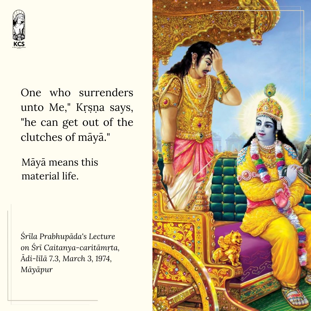kcs_society's tweet photo. We are controlled by māyā, but Kṛṣṇa is the controller of māyā. That is the difference. We are not controller; we are controlled.
Lecture on Śrīmad-Bhāgavatam 1.7.2-4 : Durban - 14,1975
#Krishna #Krishnaconcioussociety
#maya #Materiallife #Controller
#Supreme https://t.co/i8huW1ehPo