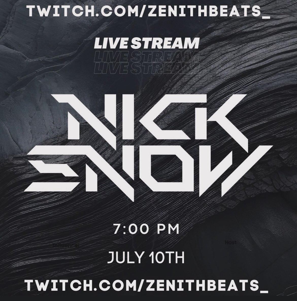 TONIGHT on TWITCH 🔊🎧
at 7:00PM 
ZENITH BEATS  is LIVE on Twitch with 
NICK SNOW for some HUMP DAY vibez 🎶🔥

To ensure the best experience be sure to wear headphones / use speakers 🔊🎧 

Twitch.com/zenithbeats_  
LINK IN THE BIO 👈🏻