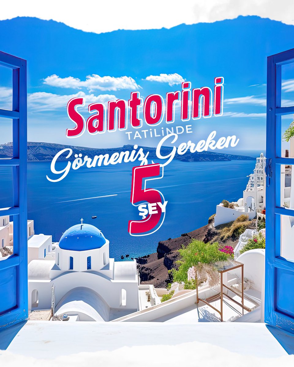 otelzcom's tweet photo. Santorini'de unutulmaz bir tatil için yapmanız gerekenler 🌅🏖️🎁🏺📸

Adanın başkentinde günbatımını izlerken romantik anlar yaşayın ve huzurun tadını çıkarın 🌇
Kızıl kumsalda yüzmenin keyfine varın ve denizin berrak sularında serinleyin 🏊‍♂️ https://t.co/WpWAgnbpfi