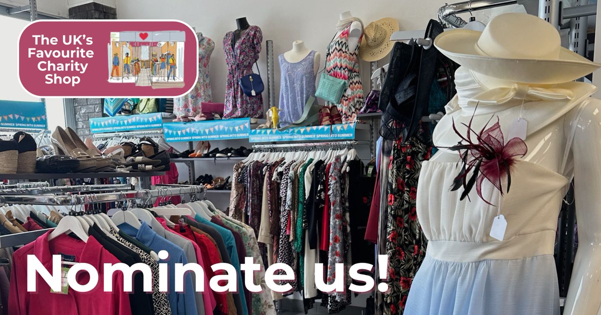 📣 Nominate us!

The <a href="/CharityRetail/">Charity Retail Association</a> are currently looking for the best charity shops to be nominated to win the UK's Favourite Charity Shop Award.

If you'd like to nominate us, please visit: bit.ly/4eMHhmg