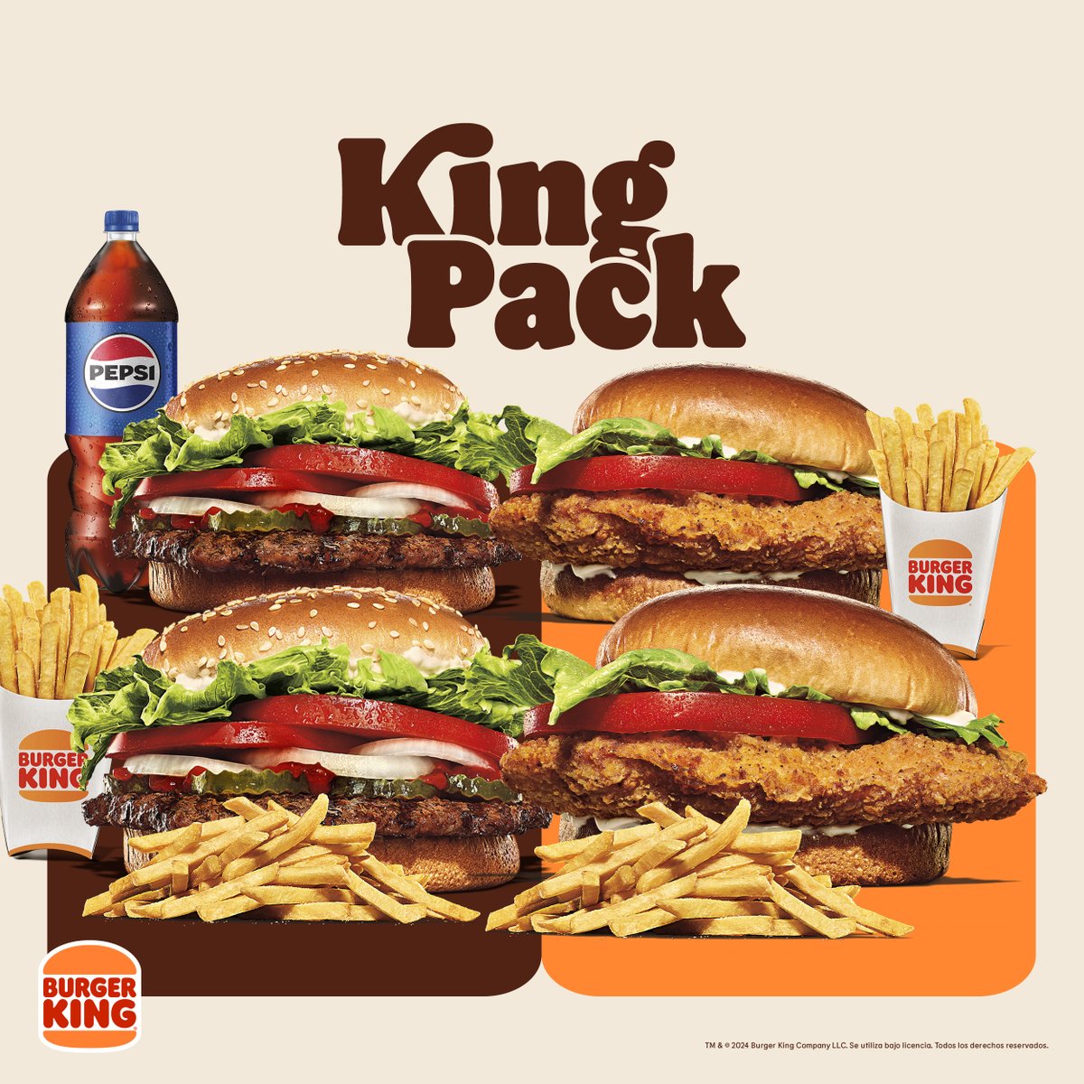 Los fines son de mandados, quedarse en la casa y comerse un King Pack 🔥🍔

Ordená el King Pack:
🍔 WHOPPER® Clásico y WHOPPER® Jr desde ¢13.400.
🍔 WHOPPER® Clásico y Crispy Chicken desde ¢15.400.
🍔 WHOPPER® Clásico desde ¢15.400.
🍔 WHOPPER® Tejano desde ¢17.400.
