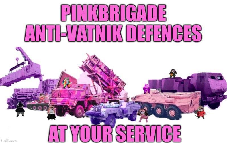 Bonkathan's tweet photo. @CanadianKobzar We have #NAFO #pinkbrigade you can commandeer a pink tank or something @DerSchneewolf9 https://t.co/3HhUcyrF3T
