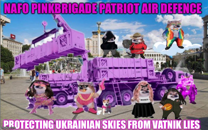 Bonkathan's tweet photo. @CanadianKobzar We have #NAFO #pinkbrigade you can commandeer a pink tank or something @DerSchneewolf9 https://t.co/3HhUcyrF3T