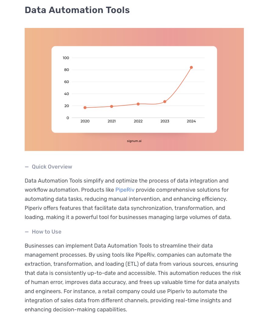 SignumAI's tweet image. Сatch a new trend that simplifies and automates data tasks, cutting down manual work and boosting efficiency. Say hello to @PipeRivCom! Perfect for managing large data volumes with ease.

Stay updated on the latest trends. Join Signum.AI for more insights.