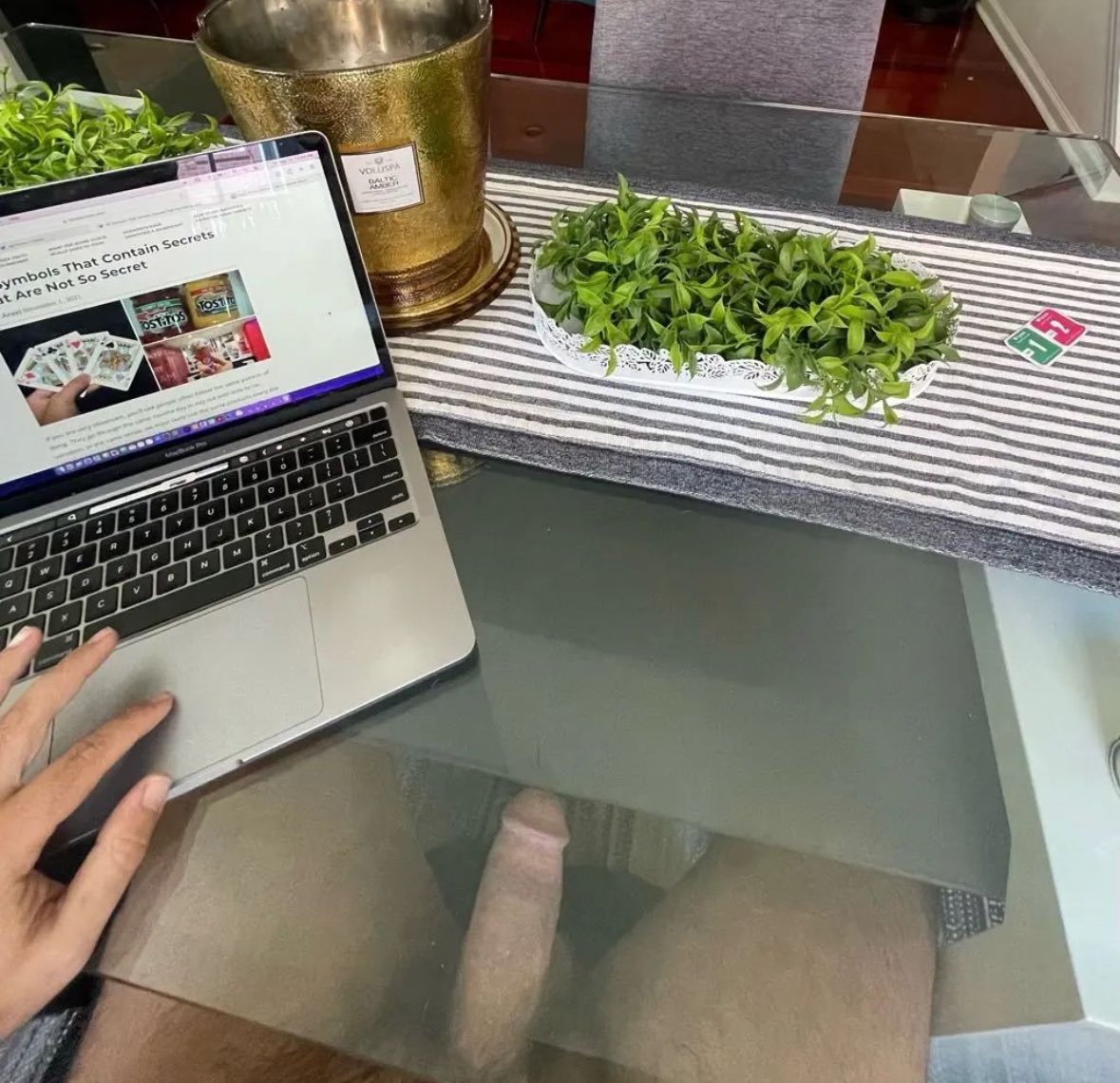 Finish me off while I finish work? I can see the whole thing.