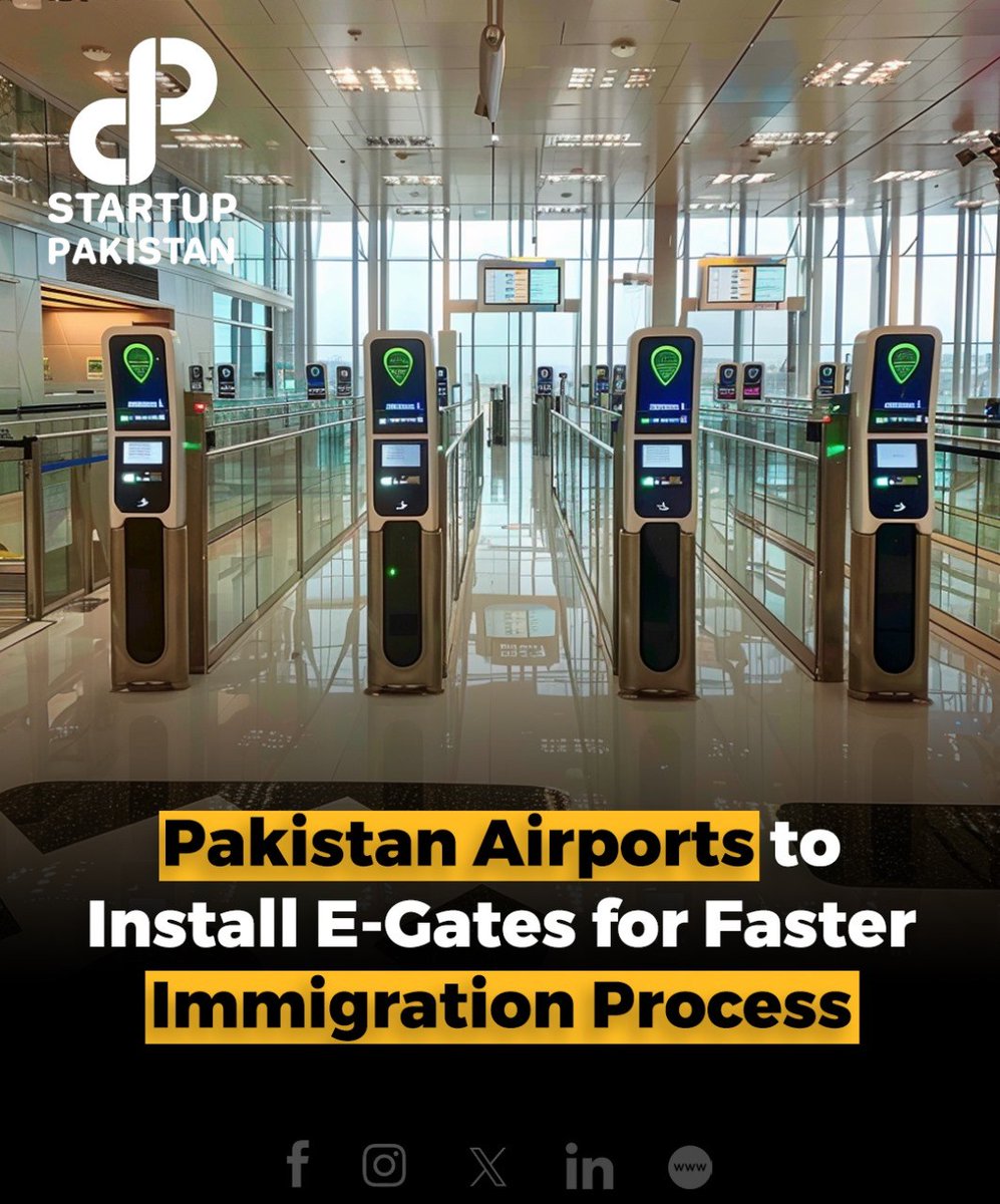 PakStartup's tweet image. Pakistan&apos;s Civil Aviation Authority (PCAA) will install e-gates at major airports to expedite immigration processes to global standards. 

#PCAA #EGates #AviationSecurity #TravelEfficiency