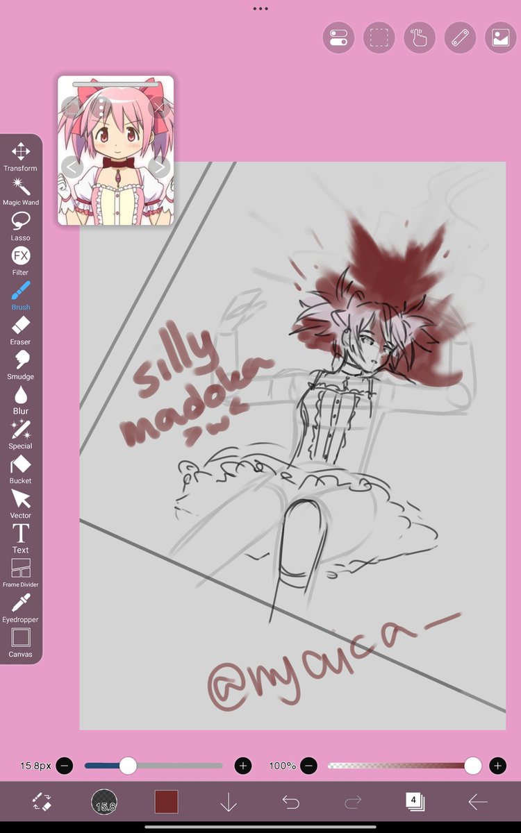 _nyaica's tweet photo. Oh silly madoka slipped! 
#magikamadoka #fanart #magicalgirl https://t.co/8t5Cry7ZJG