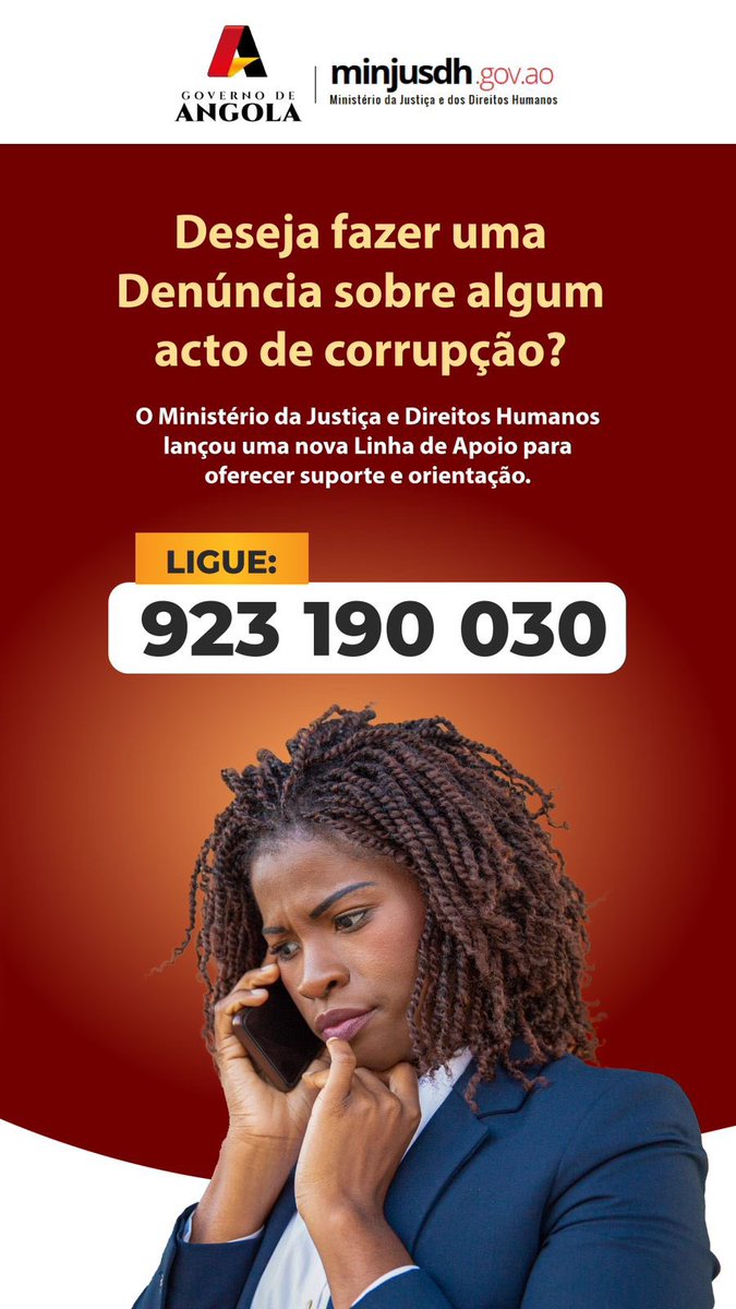 MarcyLopesML's tweet photo. Linha directa +244923190030 para melhor servir o cidadão
O objectivo é esclarecer dúvidas sobre aos serviços prestados pelas Conservatórias, Postos de Identificação e Cartórios
E para denúncias de actos de corrupção ou mau atendimento por parte destes serviços
#tafalartafazer https://t.co/0G3fvAzfXZ