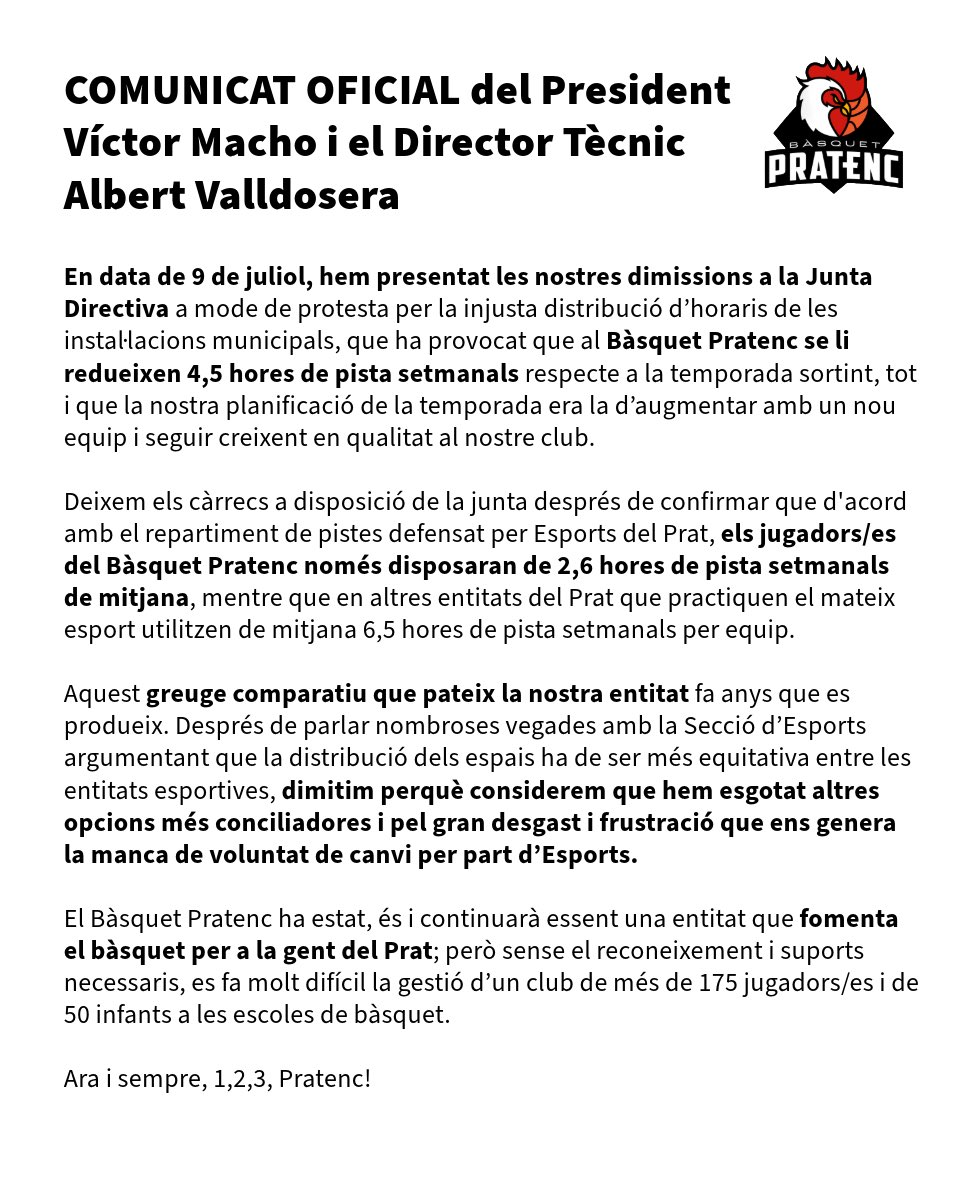 BasquetPratenc's tweet photo. 🔴 𝐂𝐎𝐌𝐔𝐍𝐈𝐂𝐀𝐓 𝐎𝐅𝐈𝐂𝐈𝐀𝐋 https://t.co/52sM7HHJ1U