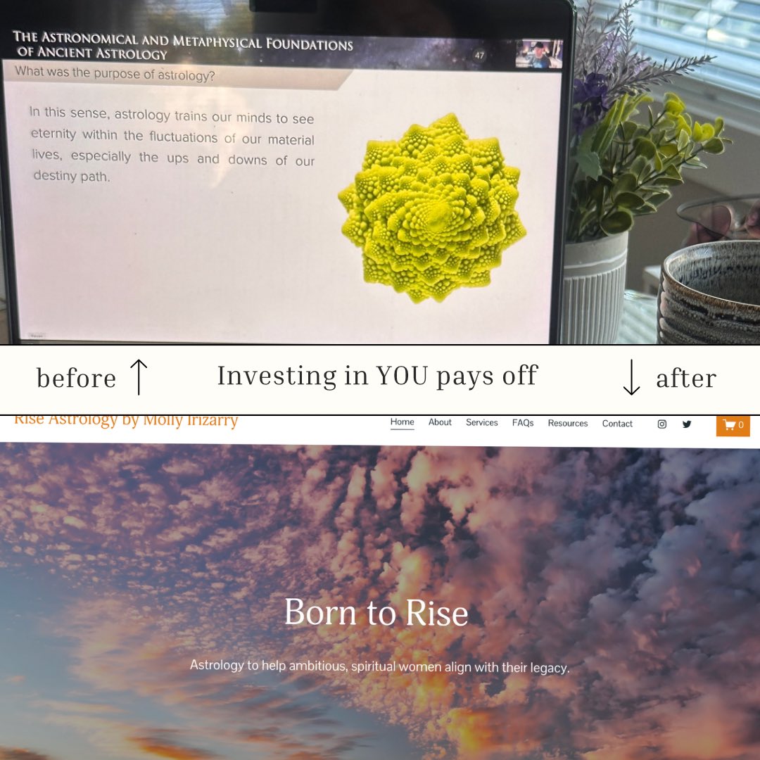 Top photo: 8 months ago, starting to study astrology. 

Bottom photo: 2 months ago, opened my business for readings. 

Investing in yourself is the safest investment there is.