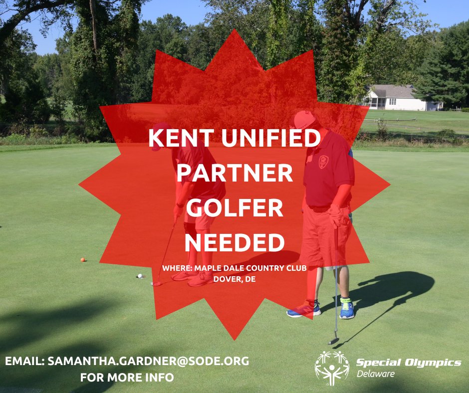 📣 URGENT 📣
We are in need of a Unified partner to play golf alongside one of our athletes in Kent County. Practices take place at Maple Dale Country Club and there is NO COST associated with being a Unified partner Reach out to samantha.gardner@sode.org for more info.