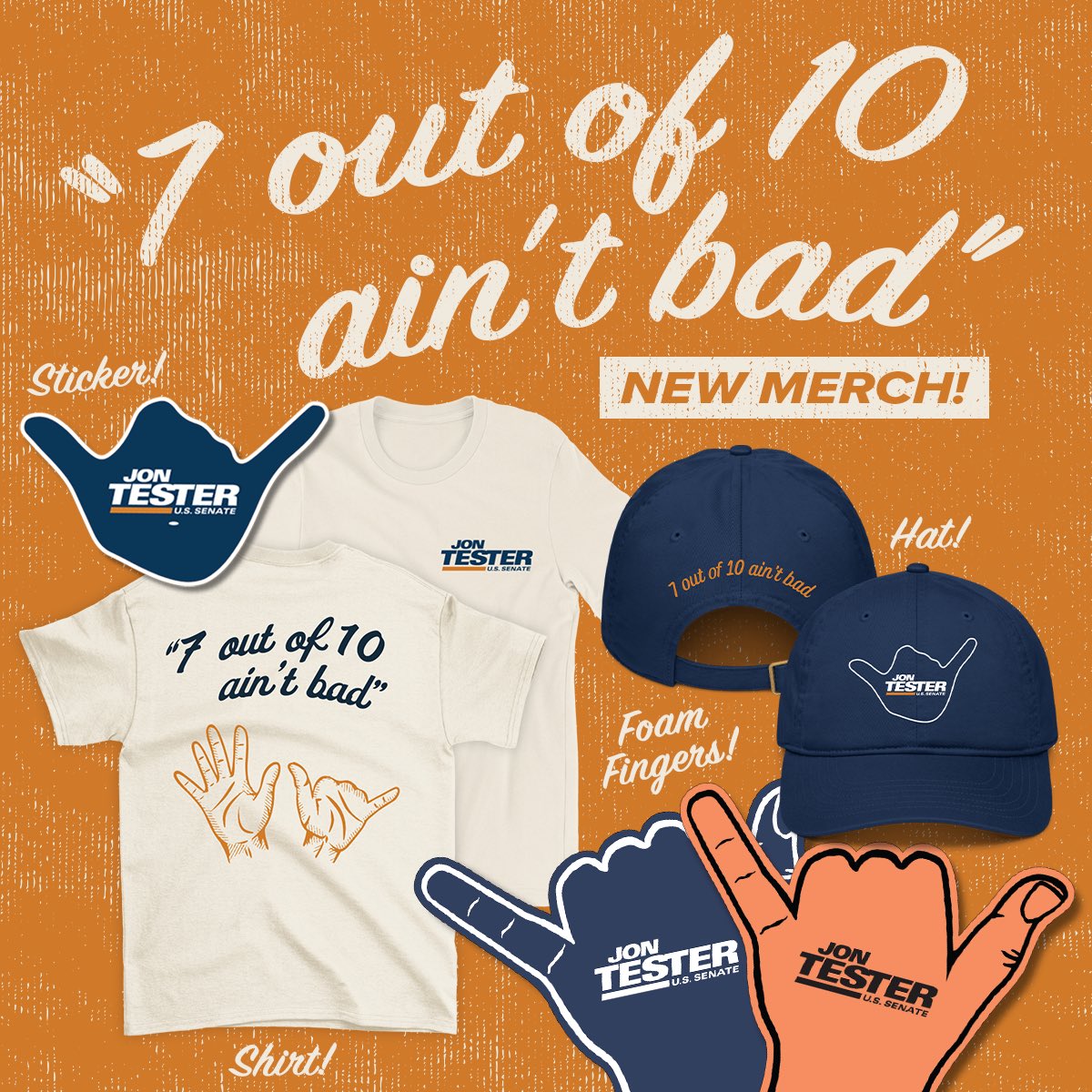 jontester's tweet image. To help us celebrate 7/10 day, Team Tester is launching our new “7 out of 10 ain’t bad” merch! 

Grab some new swag today in support of our favorite seven-fingered dirt farmer.  🤙
jontester.com/7outof10