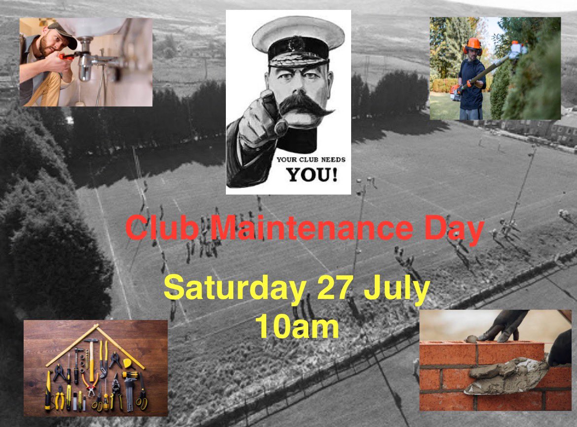 ForgesideRFC's tweet photo. Calling all volunteers we are having our annual Club Maintenance Day on Saturday July 27 from 10am. 

Free refreshments 

Come along and give a hand ready for the new season. https://t.co/6E1NLeNcf1